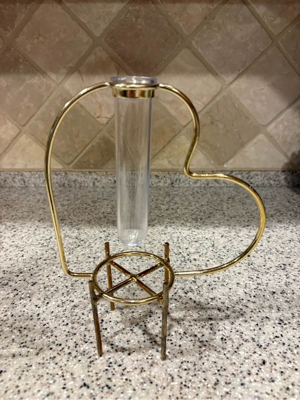 Target Bullseye Gold Tone Heart Shaped Plant Propagation Tube Vase Holder 5 pc